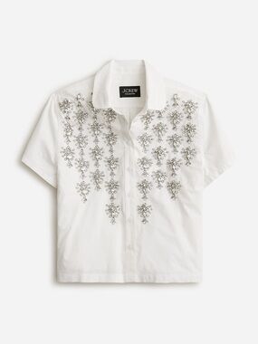 J. Crew Embellished Linen Top